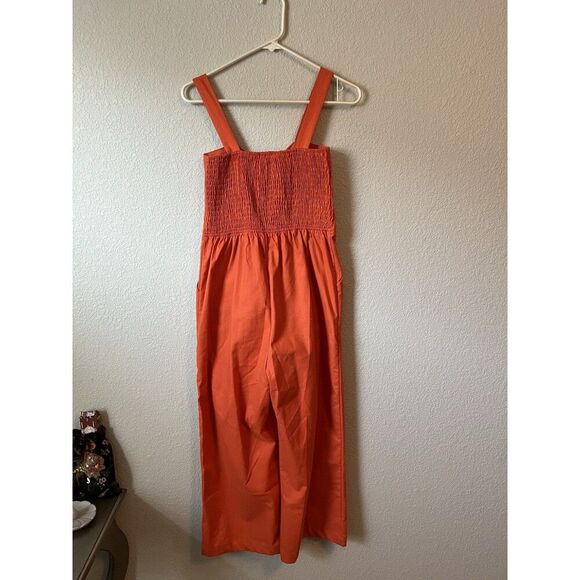Wide Leg Linen Blend Orange Romper XS Sporty Vacation Spring - Picture 6 of 6